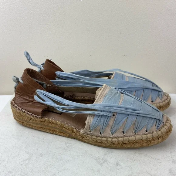 Anthropologie x Naguisa Ribbon Lace-Up Espadrilles Bohemian Sandals Shoes - Picture 3 of 10